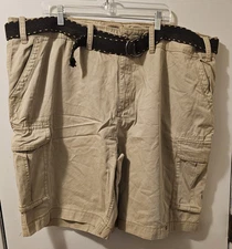 The Foundry British Khaki Cargo Shorts With Belt 100% Cotton Men's Size 50 NWT