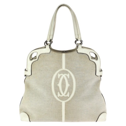 CARTIER Marcello de Cartier Tote Bag Off-White SilverHardware canvas/leather