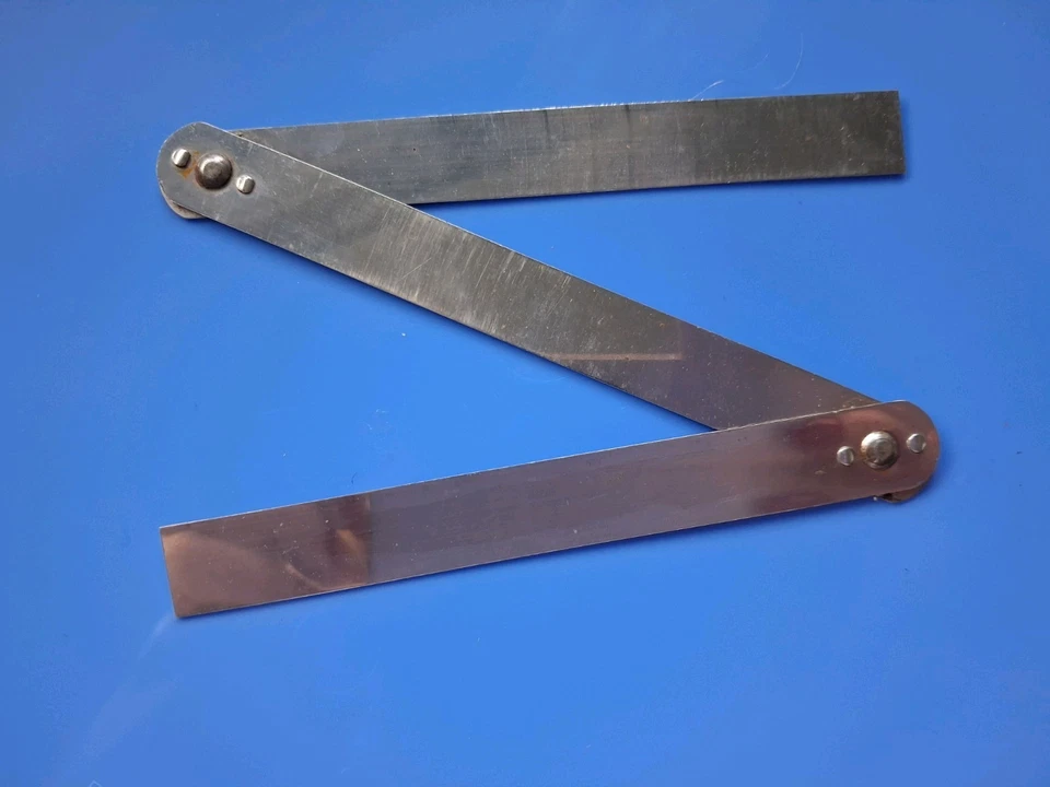 Vintage A1 folding 12" stainless steel ruler in a leather pouch - Image 3 of 4