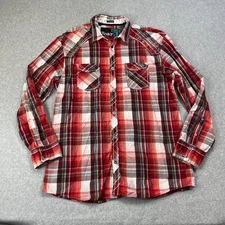 Roar Signature Button Up Shirt Mens XXL Red Plaid Embroidered Long Sleeve
