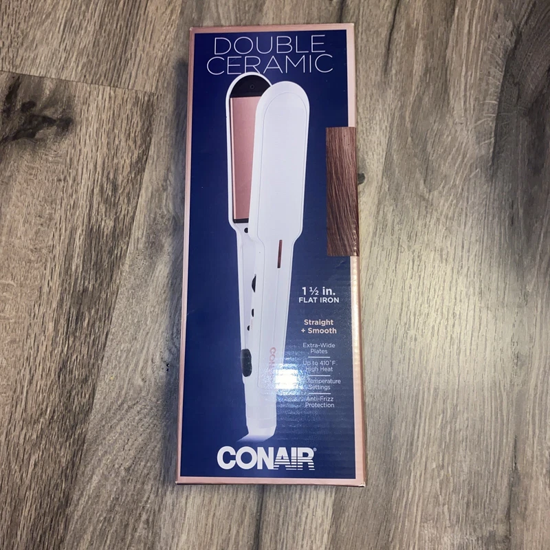 Conair double ceramic flat iron in white