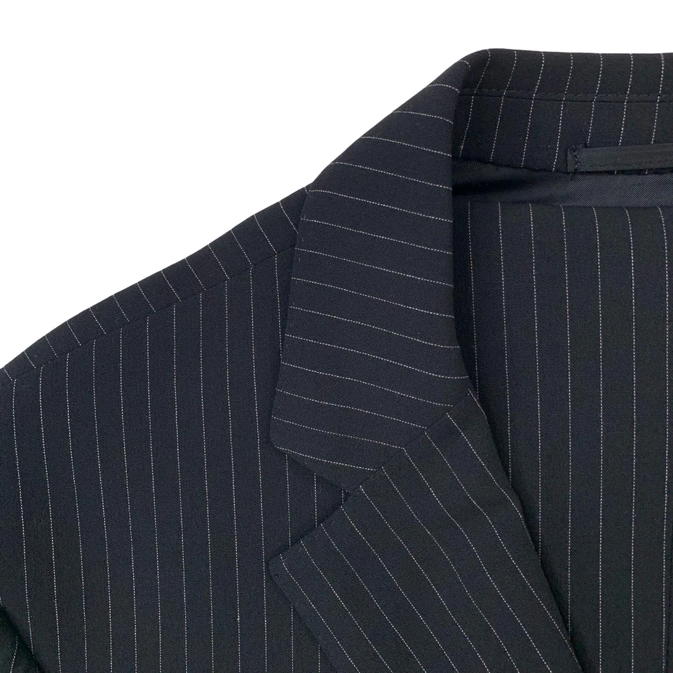 ¡Como nuevo! 42 L Ralph Lauren "Etiqueta Púrpura" Negro Mini Rayas Hacking Traje Italia Foto 3 de 4