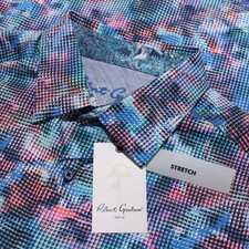 Robert Graham NWT Outer Banks Casual Button Down Shirt Sz L Classic Fit in Blue