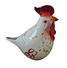 Vintage Murano Hand blown Art Glass Rooster Figurine Sculpture Cottage