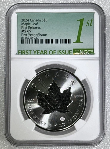 2024 $5 Canada 1OZ SILVER KCIII MAPLE LEAF NGC MS69 First Releases Year of Issue