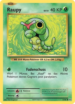 Pokémon Raupy EVO-3 Common Deutsch Excellent