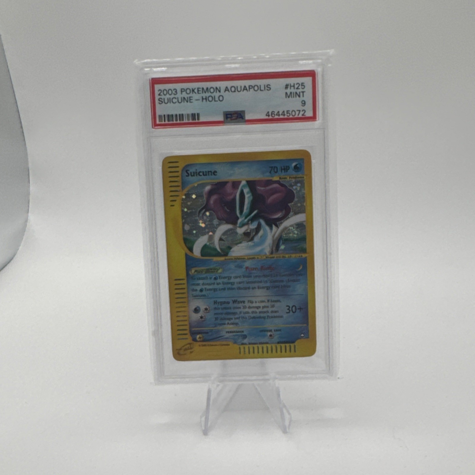 Pokémon 2003 Aquapolis Suicune H25/H32 Holo Rare PSA 9 English SWIRL