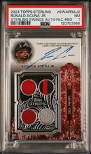 2023 Topps Sterling Swings Auto Relics Red Ronald Acuna Jr. 2/5 PATCH AUTO PSA