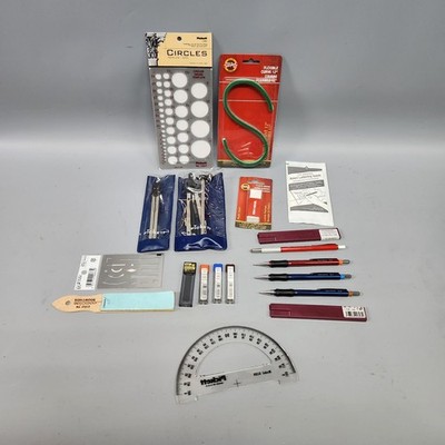 VTG Drafting Tools Lot Pickett Compass Templates Koh-I-Noor Mechanical Penci