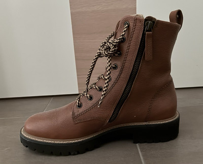 PG Damen Stiefeletten Leder braun gefüttert Schnürung Reißverschluss Gr. 38