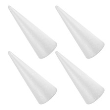 4 Pcs White Foam Cone Christmas Tree Shapes For Holiday Craft Supplies