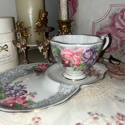 Vintage Blumen Sammler Queen Anne Tee & Kekse Set