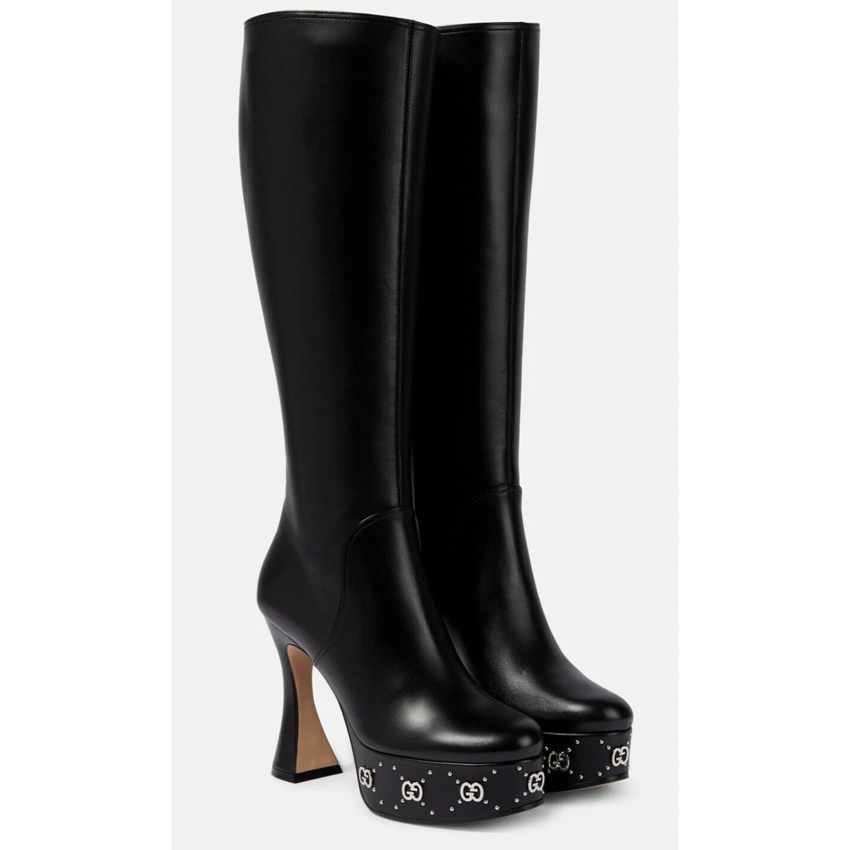 GUCCI Babouska Studded Knee High Tall Leather Boots display picture 1