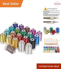 Metallic Embroidery Thread Kit 21 Colors 500M for Decorative Sewing and Embro...