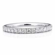  2mm DE/VVS Round Diamond Micro Pave Half Eternity Ring White Gold - Lab Grown