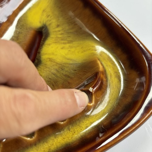 MCM Ceramic ATOMIC Boomerang MODERN Vintage ASHTRAY- JAPAN - Brown/Yellow - Picture 7 of 10