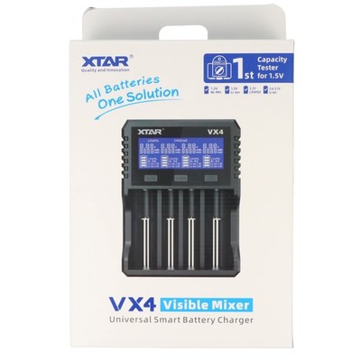 Xtar VX4 Ladegerät, lädt 1,5V, 3,7V Li-Ion Akkus, 3,2V LiFePO4 und 1,2V NiMH Akk