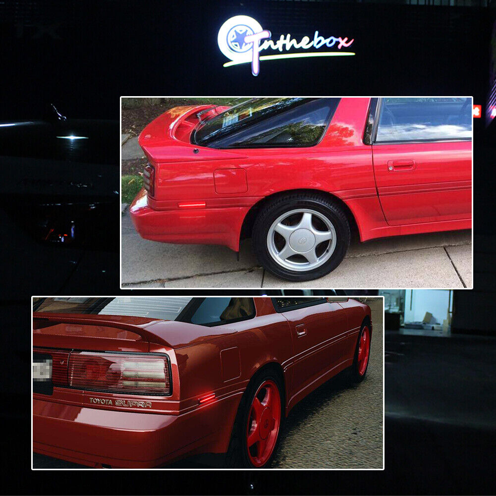 Smoked Lens Red Rear Side Marker Lights Lamps Set For 86-92 Smoked Lens Red Rear Side Marker Lights Lamps Set For 86-92