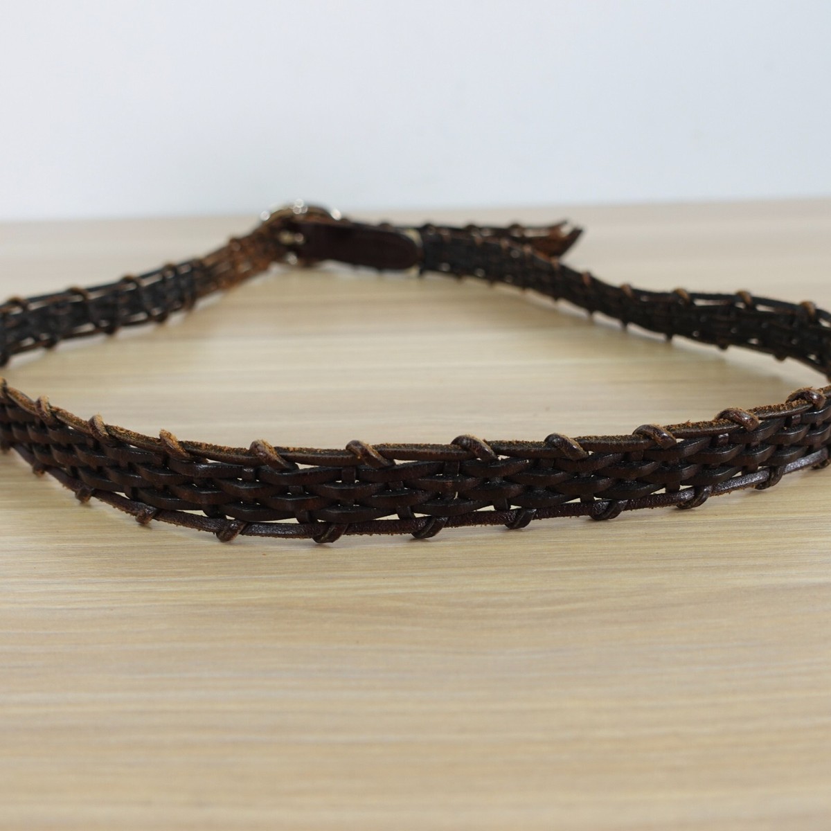VINTAGE Braided Belt Womens Small Brown Leather Retro Boho  display picture 3