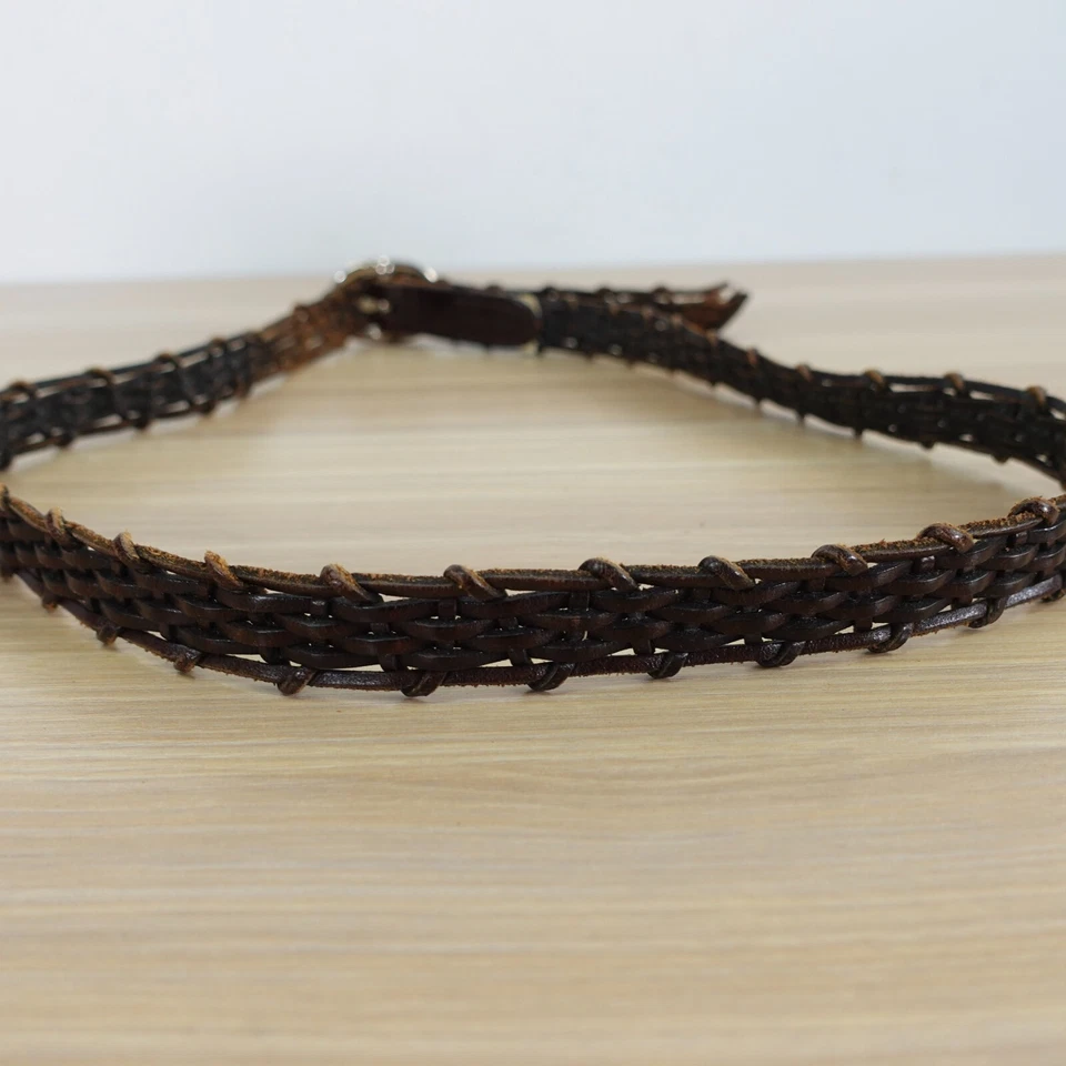 Cinturón Trenzado VINTAGE Mujer Pequeño Cuero Marrón Retro Boho Hippie ANN TAYLOR Foto 4 de 4