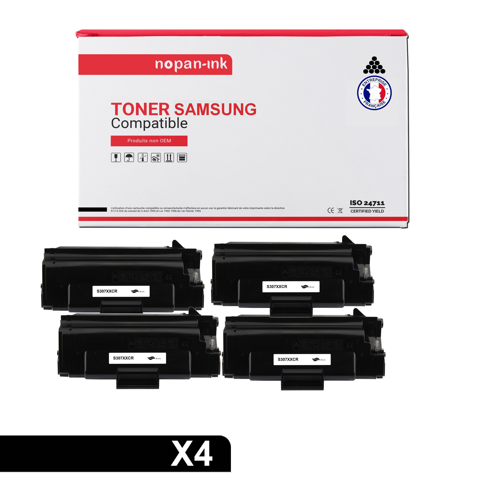 Toner SAMSUNG MLT-D307E noir compatible NOPAN-INK x4, idéal pour l'impression de contrats