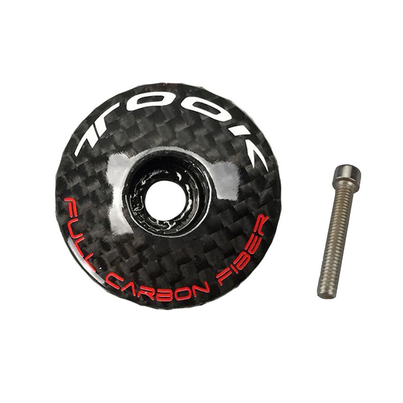 1 1/8" Matte Carbon Fiber Headset Stem Top Cap +Bolt MTB Road Mountain