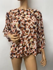 Masai Blouse Multiple Color animal print size L  Long Sleeve Chiffon%100 viscose