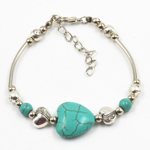 New Fashion Tibetan Silver Jewelry Beads Bangle Turquoise Chain Girl Bracelets - Picture 35 of 130