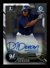 2016 BOWMAN CHROME DAVID DENSON 1ST BOWMAN AUTO BREWERS 