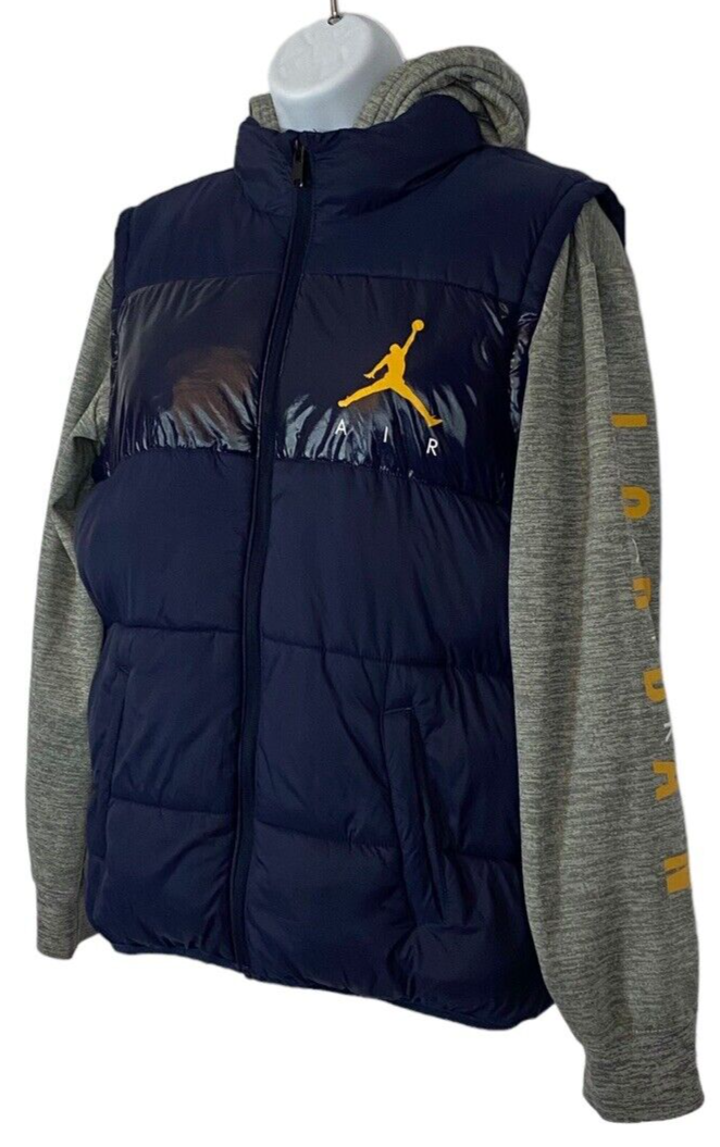 Nike Air Jordan Spellout Blue Gray Puffer Coat Size Youth XL 13-15  
