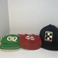 Vintage Hat Lot QUAKER STATE Wolfs Head Oil Adjustable Snap Back Cap Hat Trucker