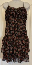 Express Floral Ruffle Dress Semi sheer Overlay Spaghetti Strap Fairy Core Medium