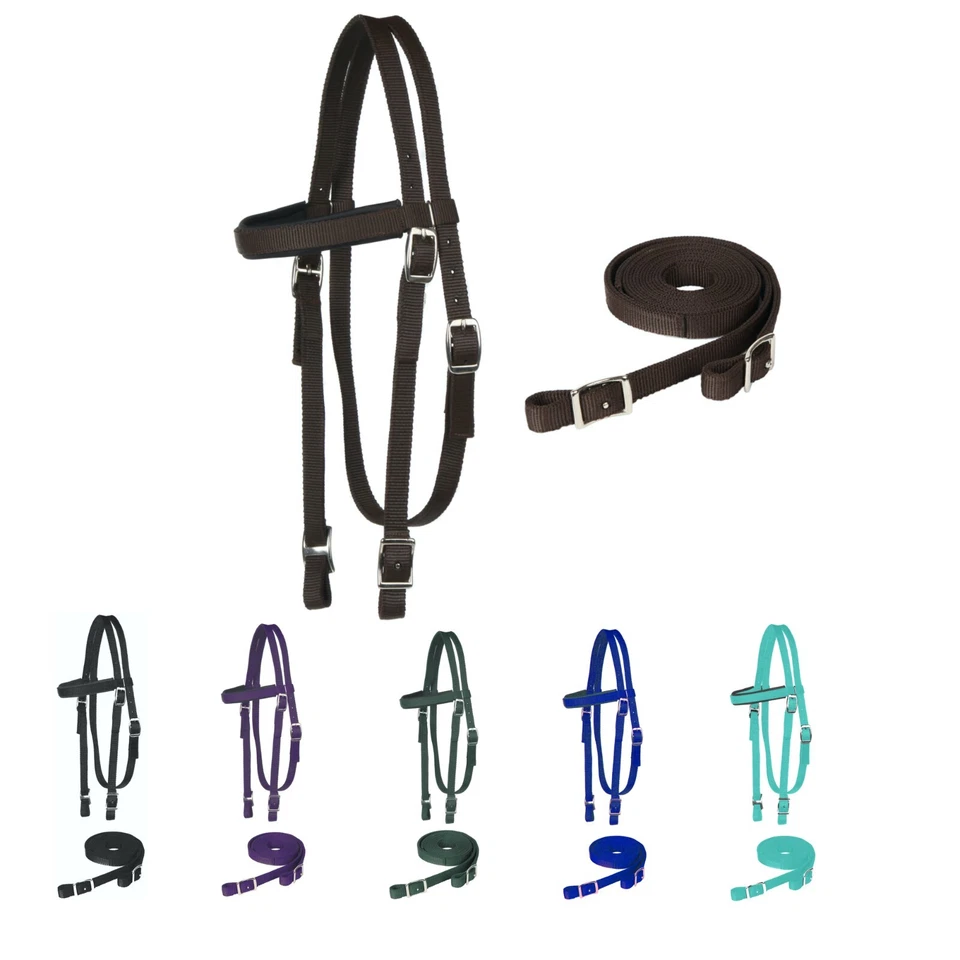 Majestic Ally Nylon Acolchado Diadema con Riendas para Caballos Foto 4 de 4