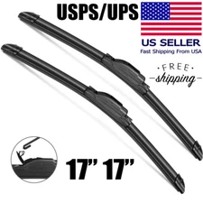 17"+17" Premium Quality All Season Beam Windshield Front Wiper Blades (Set of 2)