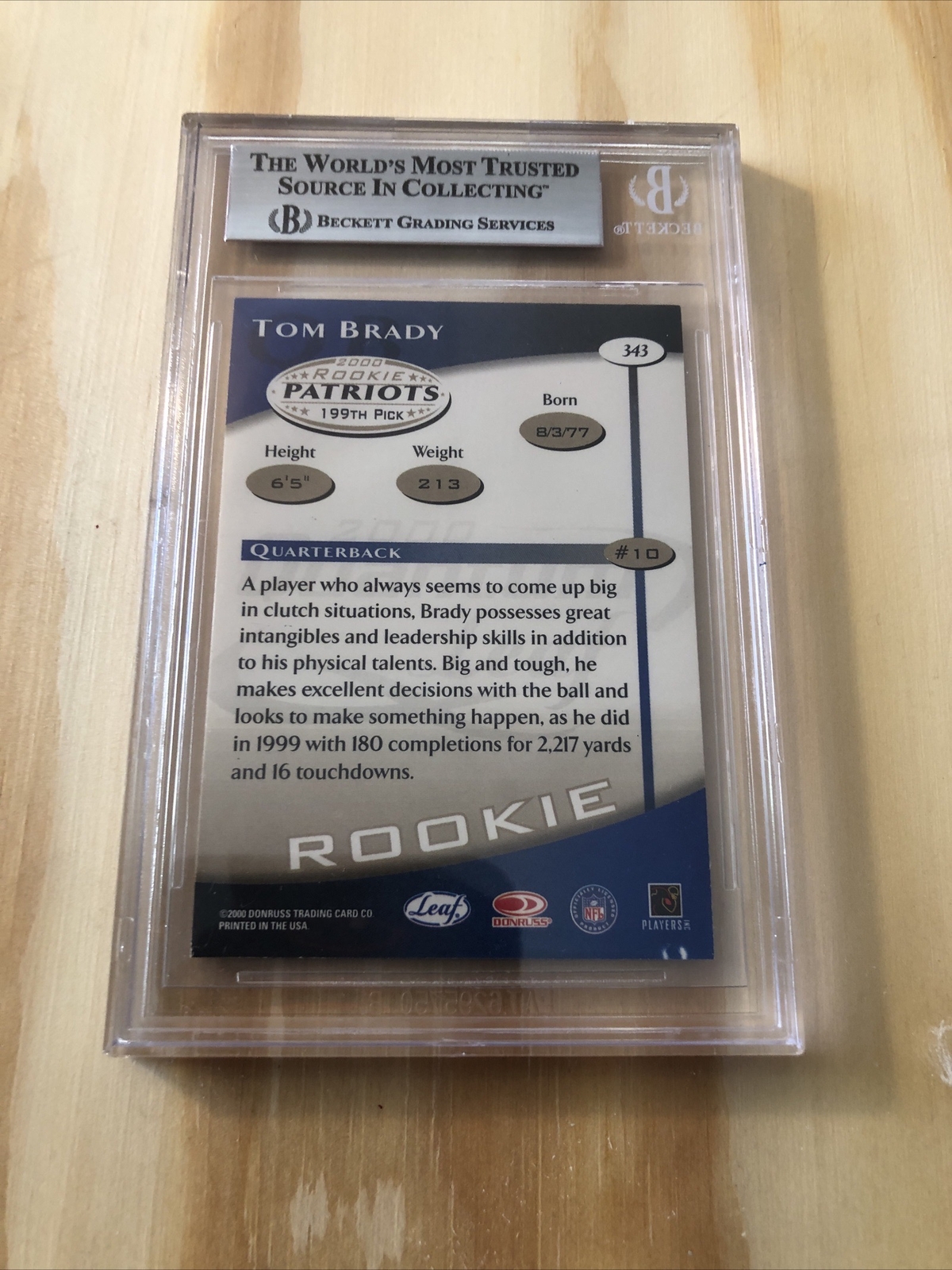 2000 Quantum Leaf #343 Tom Brady RC Rookie BGS 6.5 - Picture 4 of 4