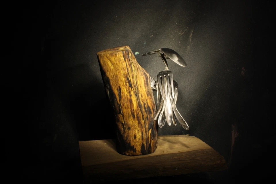 Escultura de metal arte pájaro plata hecha a mano - HECHA A PEDIDO Foto 4 de 4