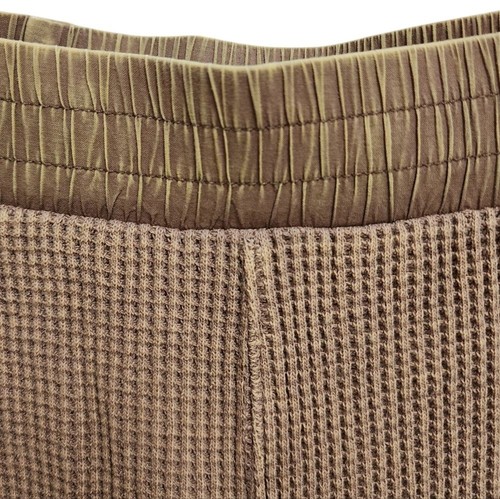 Oli & Hali Wide Leg Hose Damen M hellbraun Mineral Wash Waffelstrick hauchdünn cropped - Bild 5 von 12