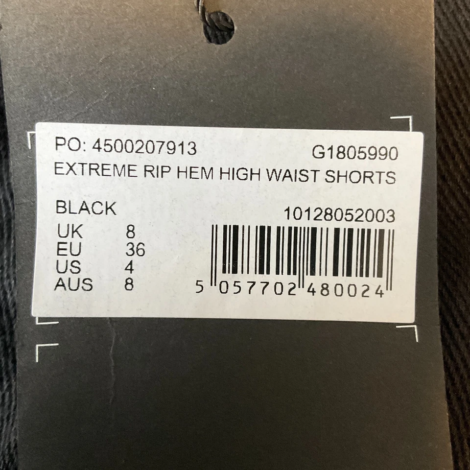 Missguided Denim Shorts Women Size 4 Black Distressed Extreme Rip Hem High Waist - Изображение 4 из 4