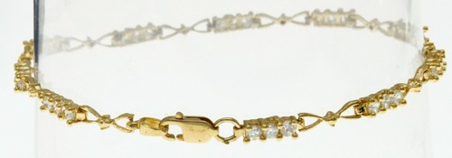 New Real Solid 14K Yellow Gold Tennis Bracelet Jewelry 7" Long 4.7 Grams - Picture 2 of 10