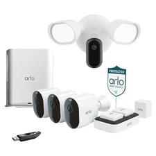 Arlo Pro 5S 2K Wireless 4 Camera Smart Security System with Wired Floodlight