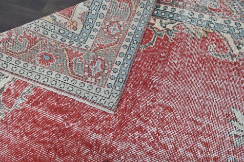 Oushak Turkish Vintage Rug 7x10 Kilim Rug Anatolian Handmade Boho Decor RED - Picture 7 of 10