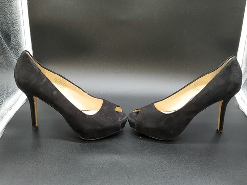 Scarpe con tacco alto Nine West donna in camoscio nero tinta unita punta aperta plateau misura:5,5 - Foto 5 di 9