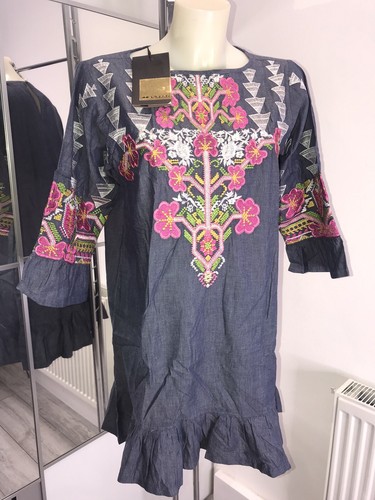 KHAADI DENIM EMBROIDERED KURTA SIZE 12 