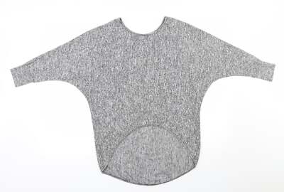 Exhibit Damen Pullover grau Rundhals Viskosemischung Größe S