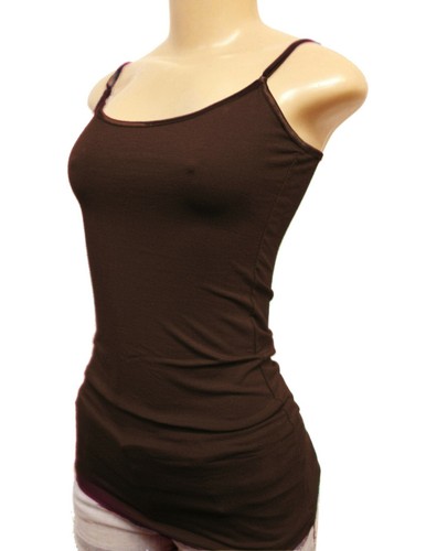 (Bozzolo) Plain Long Tank Top w/Spaghetti Straps Cotton Cami Junior Size S M L - Picture 16 of 78