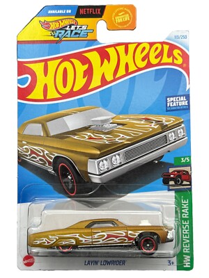 Hot Wheels 2024 HW Reverse Rake 3/5 Gold Layin' Lowrider w/ Special Feature