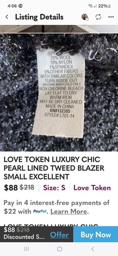 Love Token Black Wool Blend Cardigan Size Large - 第 3/10 張圖片