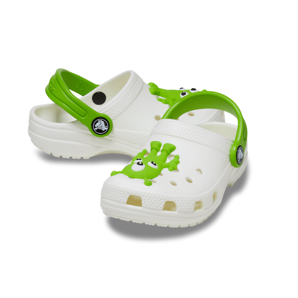 New CROCS TODDLER CLASSIC GLOW-IN-THE-DARK ALIEN CLOG 208653-90H