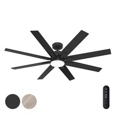 Hunter Fan 60 in Contemporary Matte Black Ceiling Fan with Light Kit and Remote