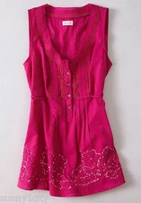 NWE 0 Anthropologie Sparkle Hem Peasant Top Blouse By Meadow Rue, Sequined hem